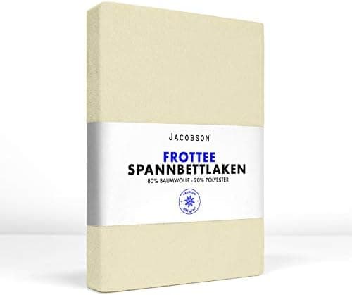 Jacobson Premium Frottee-Spannbettlaken aus Baumwolle, 200 g/m² (120–130 x 200 cm) – Grau
