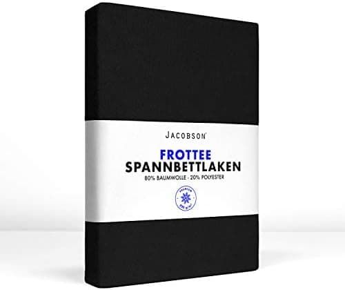 Jacobson Premium Frottee-Spannbettlaken aus Baumwolle, 200 g/m² (120–130 x 200 cm) – Grau