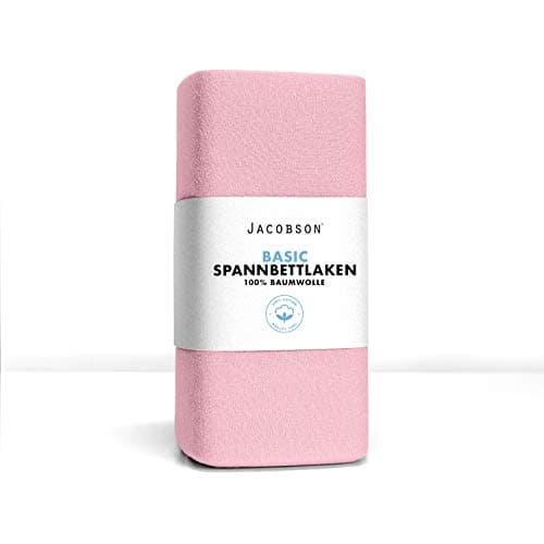 Jacobson Jersey-Spannbettlaken aus Baumwolle – OEKO-TEX STANDARD 100, 180x200–200x200 cm, Weiß