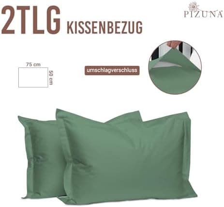 Pizuna Kissenbezüge 2er-Pack 40 x 80 cm Dunkelblau – 100% Langstapel-Baumwolle, 400 Fadenzahl