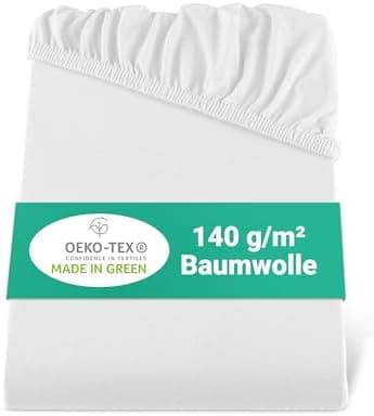 BaSaTex Bio-Jersey Spannbettlaken 120x200 cm – 100% Bio-Baumwolle, GOTS-zertifiziert – Taupe