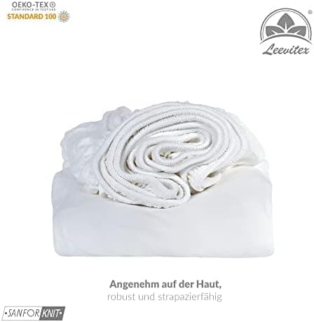 leevitex® Spannbettlaken 180x200–200x200 cm | 100% Jersey-Baumwolle | für Matratzen bis 25 cm