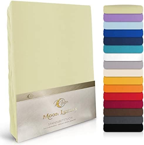 MOON-Luxury Spannbettlaken/Spannbetttuch Jersey-Stretch 230 g/m² OEKO-TEX – anthrazit, 90×200–100×220