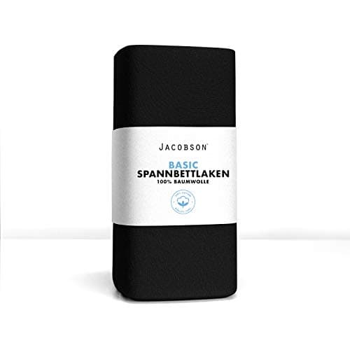 Jacobson Jersey-Spannbettlaken aus Baumwolle – OEKO-TEX STANDARD 100, 180x200–200x200 cm, Weiß