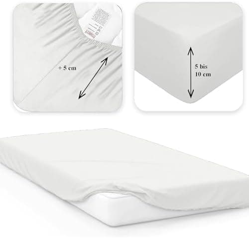 120x200 cm Jersey-Spannbettlaken – 100% Baumwolle, Weiß