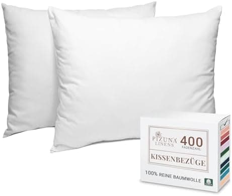Pizuna Kissenbezüge 2er-Pack 40 x 80 cm Dunkelblau – 100% Langstapel-Baumwolle, 400 Fadenzahl