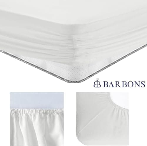 BARBONS Spannbettlaken 140x200 cm – 100% Baumwolle Jersey, für Boxspringbett & Matratzen bis 27 cm – Hellgrau