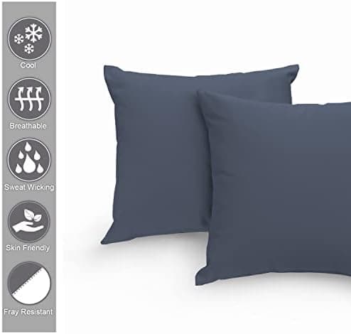 Pizuna Kissenbezüge 2er-Pack 40 x 80 cm Dunkelblau – 100% Langstapel-Baumwolle, 400 Fadenzahl