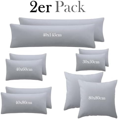 Kissenbezug 40x80 cm 2er Set – 100% Mikrofaser Beige, weich & bügelfrei mit Reißverschluss