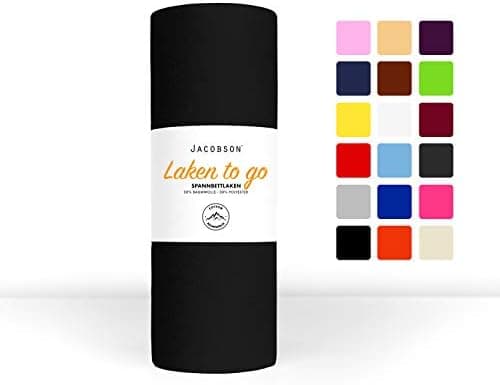 Jacobson Jersey-Spannbettlaken – 50% Baumwolle/50% Polyester, elastisch & hautsympathisch – 180–200 x 200 cm, 1er Set, N