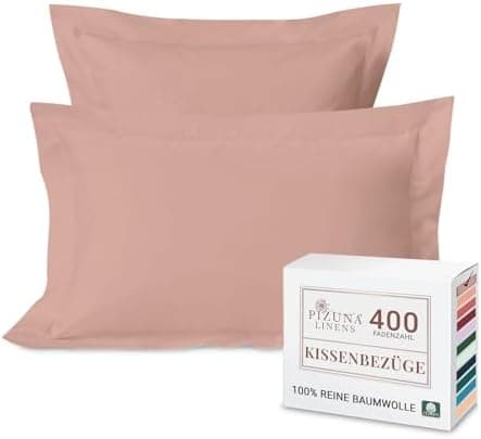 Pizuna Kissenbezüge 2er-Pack 40 x 80 cm Dunkelblau – 100% Langstapel-Baumwolle, 400 Fadenzahl