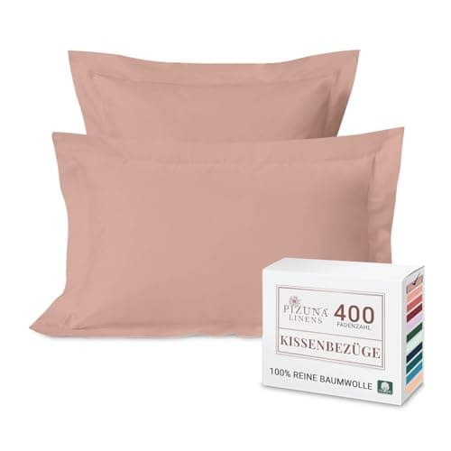 Pizuna Kissenbezüge 2er-Pack 40 x 80 cm Dunkelblau – 100% Langstapel-Baumwolle, 400 Fadenzahl