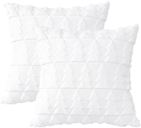 Artscope 2er-Set Kissenbezüge (40x40 cm) – weicher Kurzplüsch Wollsamt, Schneeflocke Creme Beige
