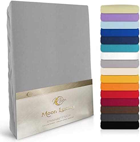 MOON-Luxury Spannbettlaken/Spannbetttuch Jersey-Stretch 230 g/m² OEKO-TEX – anthrazit, 90×200–100×220