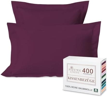 Pizuna Kissenbezüge 2er-Pack 40 x 80 cm Dunkelblau – 100% Langstapel-Baumwolle, 400 Fadenzahl