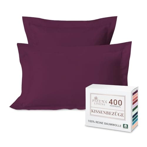 Pizuna Kissenbezüge 2er-Pack 40 x 80 cm Dunkelblau – 100% Langstapel-Baumwolle, 400 Fadenzahl