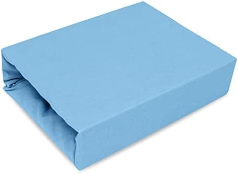 Spannbettlaken für Kinder – 100% Baumwolle (Jersey), Hellblau 180×200 cm | 22 Farben & 9 Größen