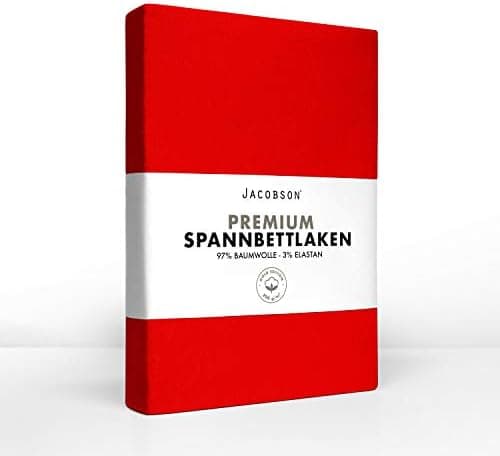 Jacobson Jersey-Spannbettlaken aus Baumwolle – OEKO-TEX STANDARD 100, 180x200–200x200 cm, Weiß