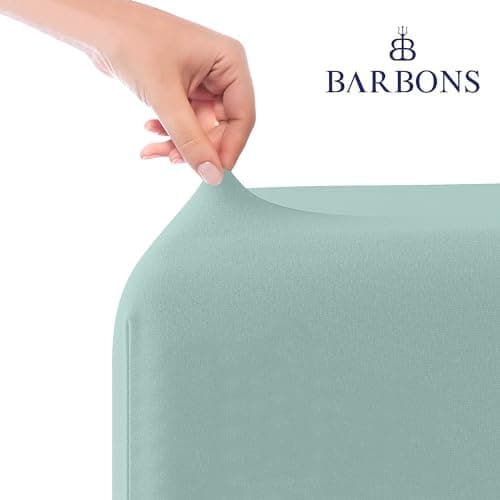 BARBONS Spannbettlaken 140x200 cm – 100% Baumwolle Jersey, für Boxspringbett & Matratzen bis 27 cm – Hellgrau