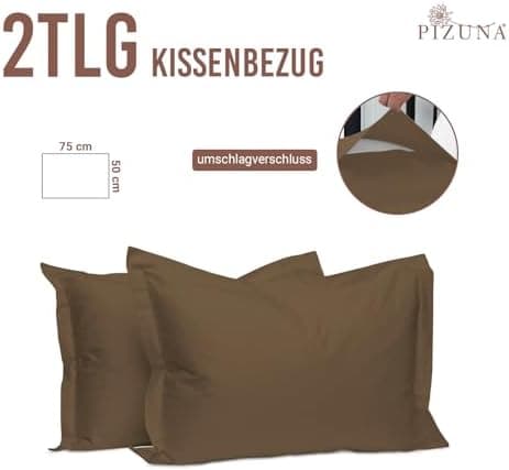 Pizuna Kissenbezüge 2er-Pack 40 x 80 cm Dunkelblau – 100% Langstapel-Baumwolle, 400 Fadenzahl