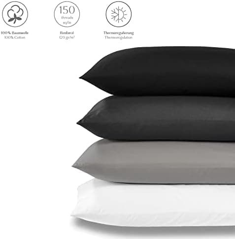 2er-Set Kissenbezüge 40 x 80 cm – Renforcé, 100% Baumwolle, superweich mit Reißverschluss, Babyrosa
