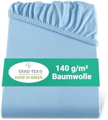 BaSaTex Bio-Jersey Spannbettlaken 120x200 cm – 100% Bio-Baumwolle, GOTS-zertifiziert – Taupe