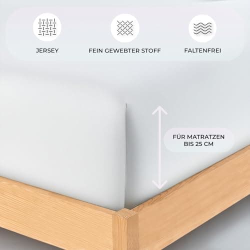 Buymax® Spannbettlaken 100x200 cm – 100% Baumwolle (Jersey), für Matratzen bis 25 cm, OEKO-TEX® Weiß