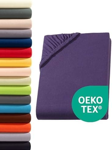 Jersey-Spannbettlaken 100% Baumwolle – 90–100×200 cm, für Matratzen bis 25 cm (Steghöhe bis 23 cm), Beige