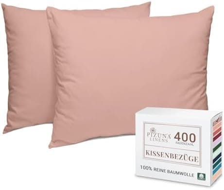 Pizuna Kissenbezüge 2er-Pack 40 x 80 cm Dunkelblau – 100% Langstapel-Baumwolle, 400 Fadenzahl