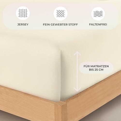 Buymax® Spannbettlaken 140x200 cm – 100% Baumwolle (Jersey), für Matratzen bis 25 cm