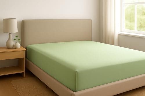 1) Spannbettlaken 100x200 cm Hellgrün — 100% Baumwolle-Jersey mit Lycra, für Matratzen bis 25 cm

2) Jersey-Spannbettlak