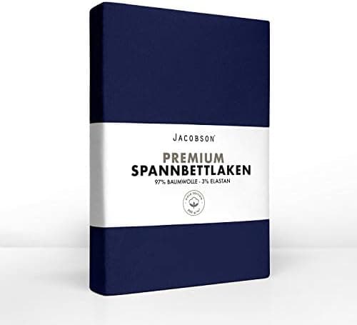 Jacobson Jersey-Spannbettlaken aus Baumwolle – OEKO-TEX STANDARD 100, 180x200–200x200 cm, Weiß