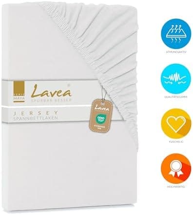Lavea Spannbettlaken 120x200 cm – atmungsaktives Baumwoll‑Jersey, passend für Matratzen bis 20 cm (Mittelgrau)