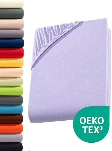 Jersey-Spannbettlaken 100% Baumwolle – 90–100×200 cm, für Matratzen bis 25 cm (Steghöhe bis 23 cm), Beige