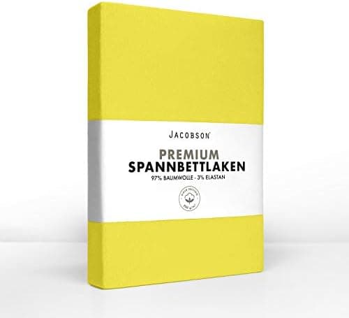 Jacobson Jersey-Spannbettlaken aus Baumwolle – OEKO-TEX STANDARD 100, 180x200–200x200 cm, Weiß