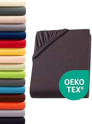Jersey-Spannbettlaken 100% Baumwolle – 90–100×200 cm, für Matratzen bis 25 cm (Steghöhe bis 23 cm), Beige