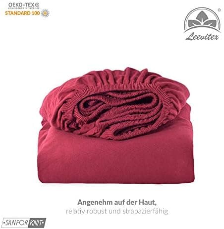 leevitex® Spannbettlaken 180x200–200x200 cm | 100% Jersey-Baumwolle | für Matratzen bis 25 cm