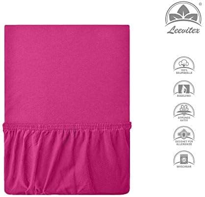 leevitex® Spannbettlaken 180x200–200x200 cm | 100% Jersey-Baumwolle | für Matratzen bis 25 cm