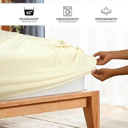 Jersey-Spannbettlaken 100% Baumwolle – 100% gekämmte Baumwolle, 90 x 200 cm (Steghöhe 27 cm)