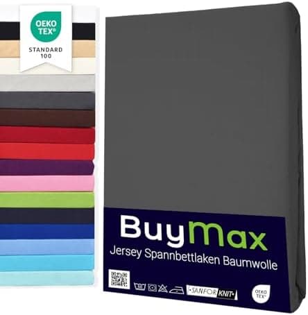 Buymax® Spannbettlaken Jersey – 100% Baumwolle – 120x200 cm, passend für Matratzen bis 25 cm