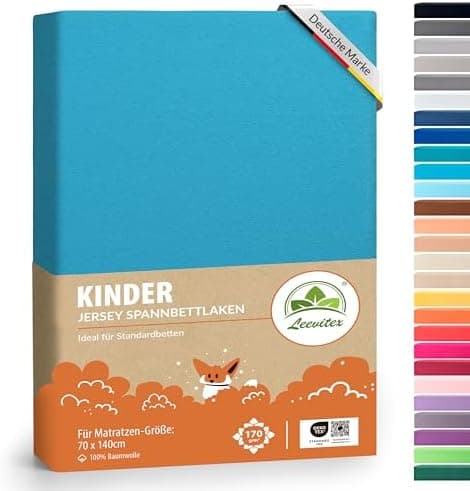 leevitex® Spannbettlaken 180x200–200x200 cm | 100% Jersey-Baumwolle | für Matratzen bis 25 cm