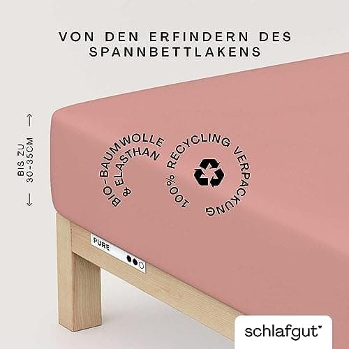 Schlafgut Pure Spannbettlaken 90x200 bis 100x220 cm – 95% Bio-Baumwolle & 5% Elasthan, Oeko-TEX zertifiziert – passend f