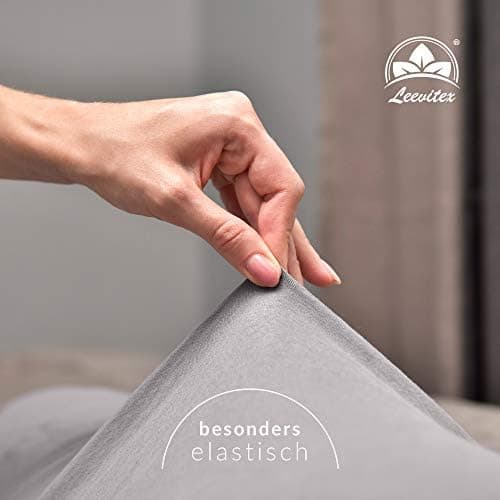leevitex® Spannbettlaken 180x200–200x200 cm | 100% Jersey-Baumwolle | für Matratzen bis 25 cm