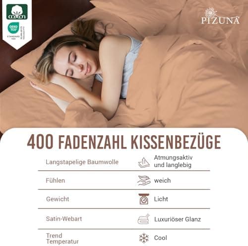 Pizuna Kissenbezüge 2er-Pack 40 x 80 cm Dunkelblau – 100% Langstapel-Baumwolle, 400 Fadenzahl