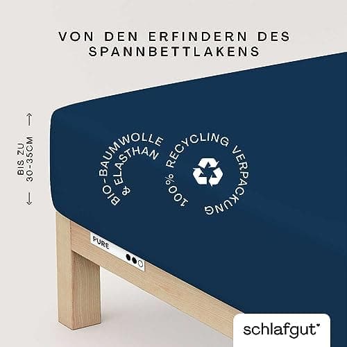 Schlafgut Pure Spannbettlaken 90x200 bis 100x220 cm – 95% Bio-Baumwolle & 5% Elasthan, Oeko-TEX zertifiziert – passend f