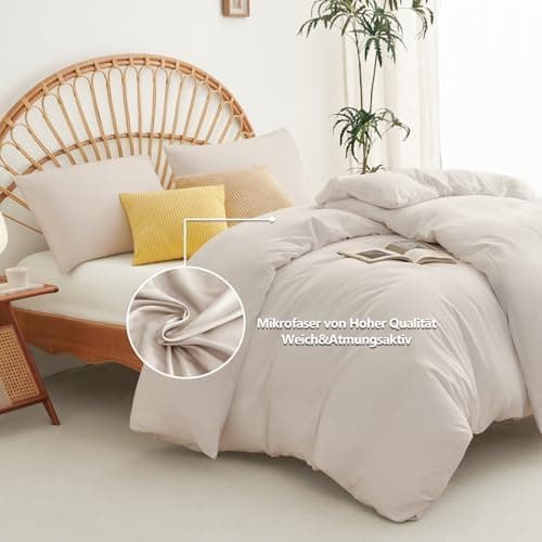 WAVVE Bettwäsche 135x200 – 4‑teiliges Mikrofaser‑Set Anthrazit (inkl. 2×80×80 cm Kissenbezüge) mit Reißverschluss, OEKO‑
