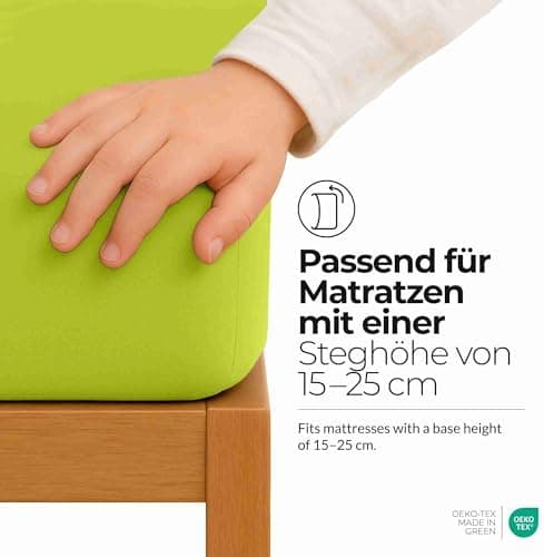 etérea Jersey-Spannbettlaken 80x200 cm Weiß – 100% Baumwolle, OEKO-TEX MADE IN GREEN & STANDARD 100