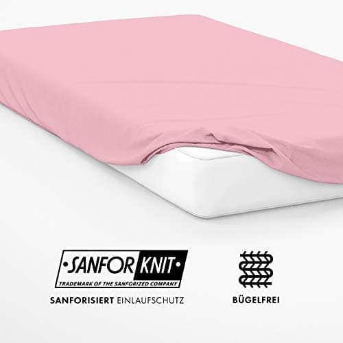 Jacobson Jersey-Spannbettlaken aus Baumwolle – OEKO-TEX STANDARD 100, 180x200–200x200 cm, Weiß
