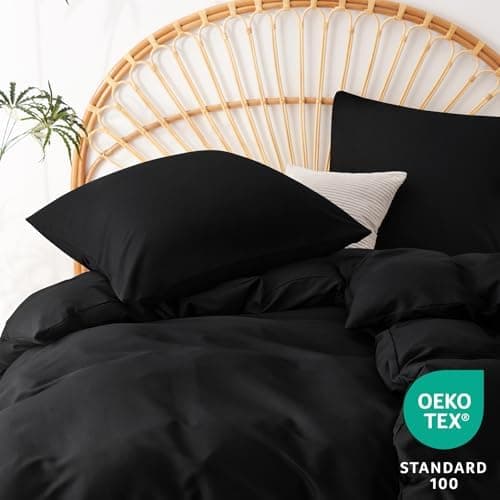 WAVVE Bettwäsche 135x200 – 4‑teiliges Mikrofaser‑Set Anthrazit (inkl. 2×80×80 cm Kissenbezüge) mit Reißverschluss, OEKO‑