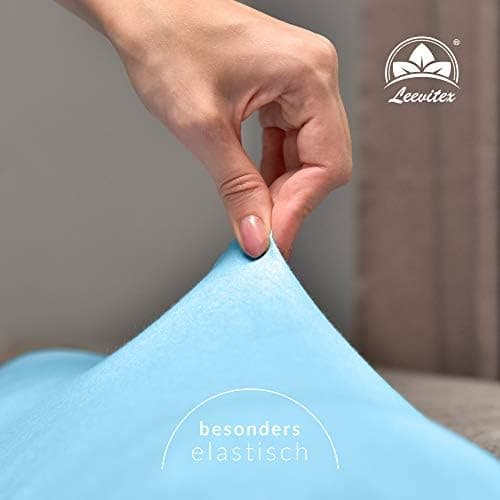 leevitex® Spannbettlaken 180x200–200x200 cm | 100% Jersey-Baumwolle | für Matratzen bis 25 cm